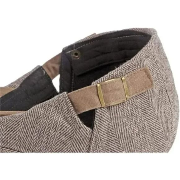 New Flat Cap Adjustable Tweed Ivy Gatsby Cabbie Hat Black - Picture 4 of 8